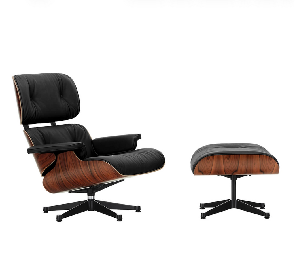 VITRA - Set fauteuil & repose-pieds Lounge Chair & Ottoman tissu / Eames (1956)