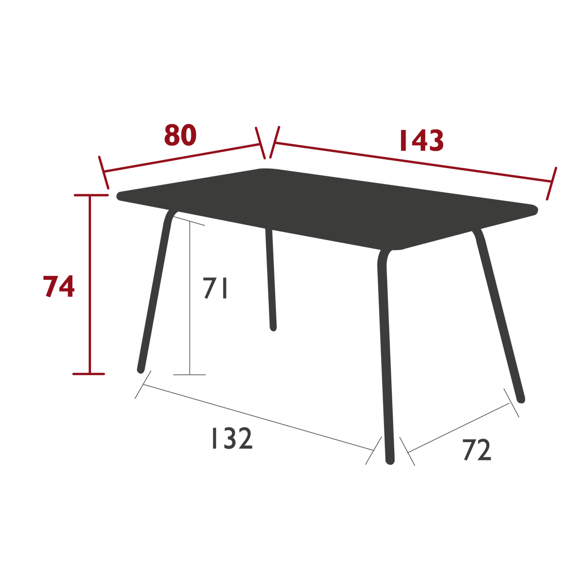 Table de jardin LUXEMBOURG - 143x80